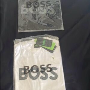 Hugo Boss Logo T-Shirts in Black, White, Gray, and Cream